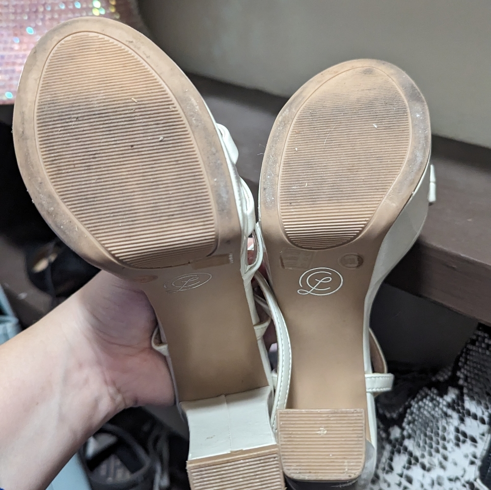 White leather platform sandals - Picture 5 of 7